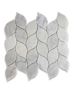 Carrara White Marble Medi Leaf Shape Mosaic Tile Polished