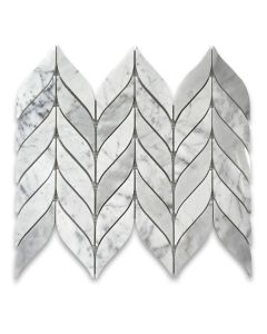 Carrara White Marble Feather Leaf Grand Mosaic Tile Polished