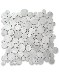 Carrara White Bubble Round Mosaic Tile Polished