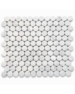 Carrara White Marble 1 inch Penny Round Mosaic Tile Honed