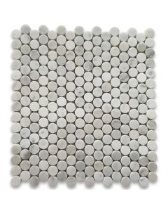 Carrara White 3/4 inch Penny Round Mosaic Tile Honed