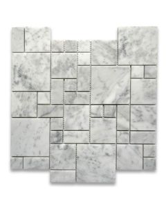 Carrara White Mini Versailles Pattern Mosaic Tile Polished