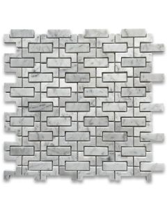 Carrara White Fretwork Interlock Mosaic Tile Honed