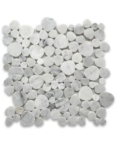 Carrara White Heart Shaped Bubble Mosaic Tile Polished
