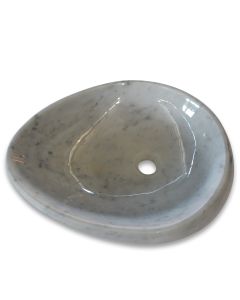 Carrara White Marble 20" Drop-Shape Vessel Basin Sink Polished