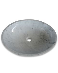 Carrara White Marble 20" Oblong Vessel Basin Sink Polished