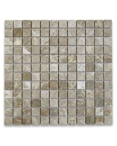 Emperador Light Marble 1x1 Square Mosaic Tile Polished