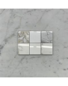 (Sample) Calacatta Gold 2"x2" Square Mosaic Tile Polished - Marble from Italy
