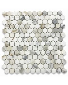 Calacatta Gold 1 inch Hexagon Mosaic Tile Honed