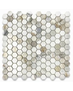 Calacatta Gold 1 inch Hexagon Mosaic Tile Polished