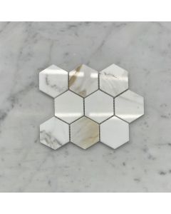 (Sample) Calacatta Gold 2" Hexagon Mosaic Tile Polished - Marble from Italy