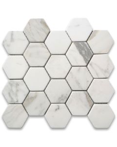 Calacatta Gold 3 inch Hexagon Mosaic Tile Tumbled