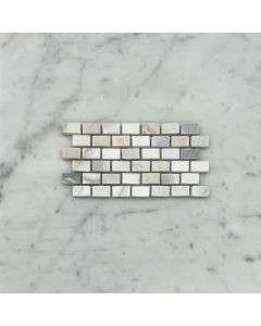(Sample) Calacatta Gold 5/8"x3/4" Mini Brick Mosaic Tile Honed - Marble from Italy