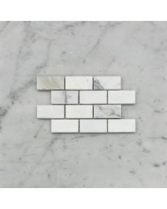 (Sample) Calacatta Gold 1"x2" Medium Brick Subway Mosaic Tile Honed - Marble from Italy
