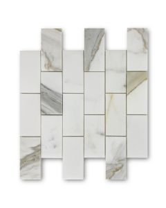 Calacatta Gold 2x4 Grand Brick Subway Mosaic Tile Honed