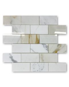 Calacatta Gold 2x4 Grand Brick Subway Mosaic Tile Polished