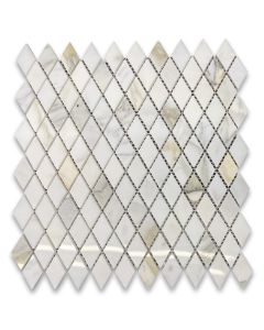 Calacatta Gold Marble 1x1-7/8 Rhomboid Diamond Mosaic Tile Polished