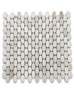 Calacatta Gold 1 1/4 x 5/8 Ellipse Oval Mosaic Tile Honed