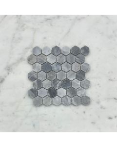 (Sample) Bardiglio Gray Marble 1 inch Hexagon Mosaic Tile Honed