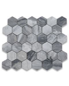 Bardiglio Gray 2 inch Hexagon Mosaic Tile Honed