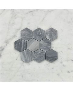 (Sample) Bardiglio Gray Marble 2 inch Hexagon Mosaic Tile Honed