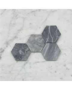 (Sample) Bardiglio Gray Marble 3 inch Hexagon Mosaic Tile Honed