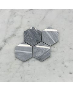 (Sample) Bardiglio Gray Marble 3 inch Hexagon Mosaic Tile Polished
