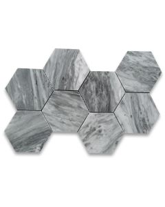 Bardiglio Gray Marble 5 inch Hexagon Mosaic Tile Polished