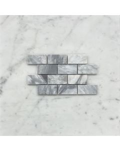 (Sample) Bardiglio Gray Marble 1x2 Medium Brick Mosaic Tile Honed