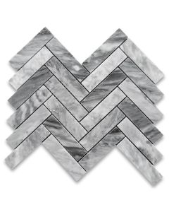 Bardiglio Gray Marble 1x4 Herringbone Mosaic Tile Polished