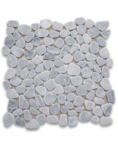 Bardiglio Gray River Rocks Pebble Stone Mosaic Tile Tumbled