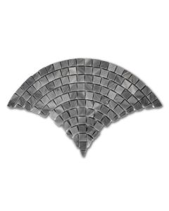 Bardiglio Gray Marble Fish Scale Scallop Fan Pattern Mini Mosaic Tile Polished