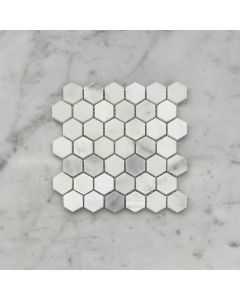 Statuary White Marble 1 inch Hexagon Mosaic Tile Honed