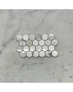 Statuary White Marble 1 inch Hexagon Mosaic Tile Polished