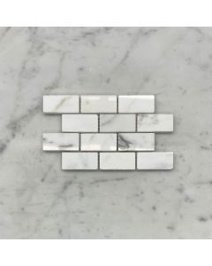 Statuary White Marble 1x2 Medium Brick Mosaic Tile Polished