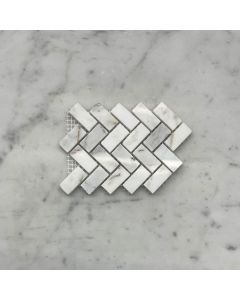 Statuary White Marble 5/8x1-1/4 Herringbone Mosaic Tile Polished