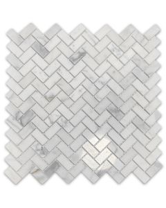Statuary White Marble 5/8x1-1/4 Herringbone Mosaic Tile Polished
