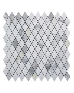 Statuary White Marble 1x1-7/8 Rhomboid Diamond Mosaic Tile Honed