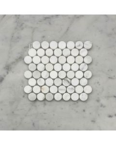 Statuary White Marble 3/4 inch Penny Round Mosaic Tile Honed