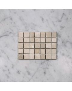 (Sample) Crema Marfil Marble 3/4x3/4 Square Mosaic Tile Tumbled