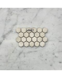 (Sample) Crema Marfil Marble 1 inch Hexagon Mosaic Tile Tumbled