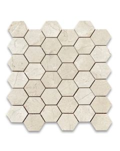 Crema Marfil 2 inch Hexagon Mosaic Tile Polished