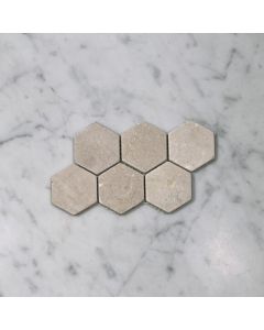 (Sample) Crema Marfil Marble 2 inch Hexagon Mosaic Tile Tumbled