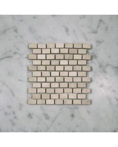 Crema Marfil Marble 5/8x3/4 Mini Brick Mosaic Tile Tumbled