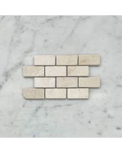 (Sample) Crema Marfil Marble 1x2 Medium Brick Mosaic Tile Tumbled