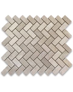 Crema Marfil 1x2 Herringbone Mosaic Tile Tumbled