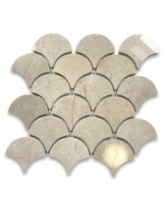 Crema Marfil Marble Grand Fish Scale Fan Shape Mosaic Tile Polished