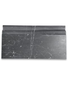 Nero Marquina Black Marble 6x12 Skirting Baseboard Trim Molding Honed