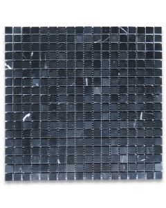 Nero Marquina 5/8x5/8 Square Mosaic Tile Polished