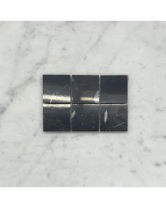 (Sample) Nero Marquina Black Marble 2x2 Square Mosaic Tile Polished